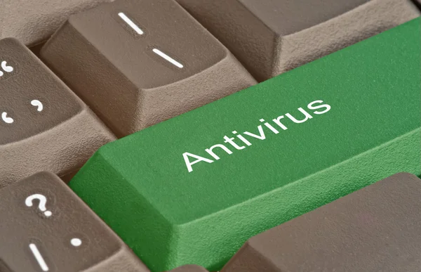 Keyboard with key for antivirus — Stock Photo, Image