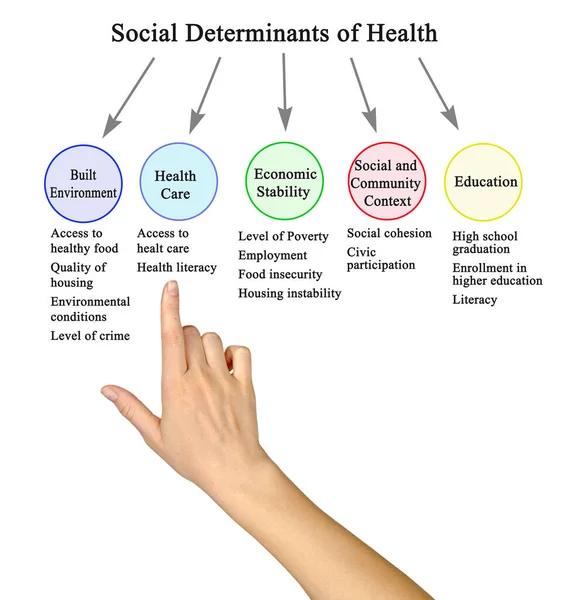 Ять Соціальних Детермінант Здоров — стокове фото
