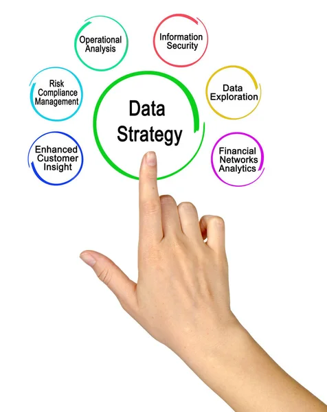 Sechs Komponenten Der Datenstrategie — Stockfoto