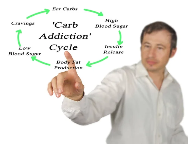 Man Presenting Carb Addiction Cycle — Stock Photo, Image