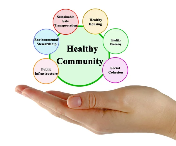Six Characteristics Healthy Community — Stock Photo, Image