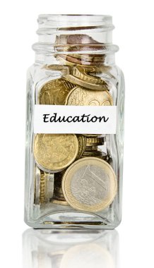tam metin için yer tutucu ve madeni paralar ile jar