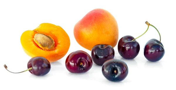 Apricot Cherry Isolated White Background — Stock Photo, Image
