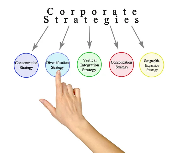 Женщина Представляет Четыре Корпоративные Стратегии — стоковое фото
