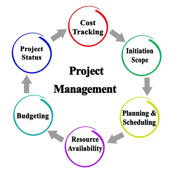 Sześć Elementów Zarządzania Projektami — Zdjęcie stockowe