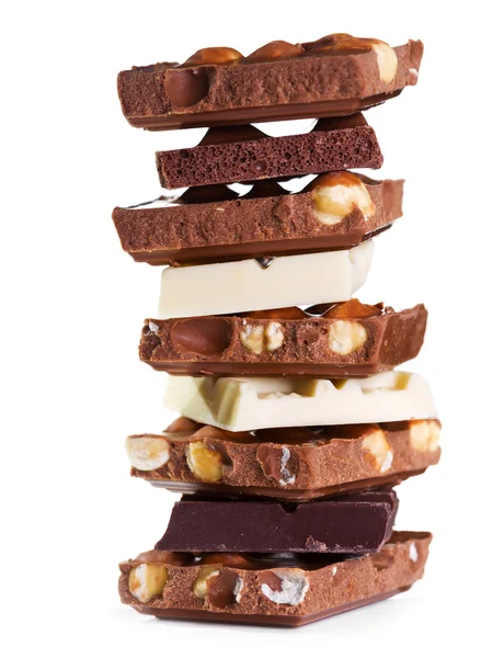 stack of various pieces of chocolate