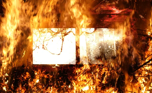 Window in flames — Stock Photo, Image