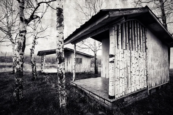 Cabaña de madera espeluznante — Foto de Stock