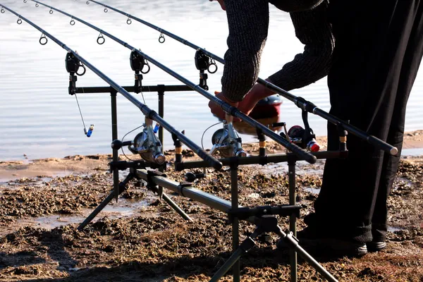 Primo piano dettagli pescatore — Foto Stock