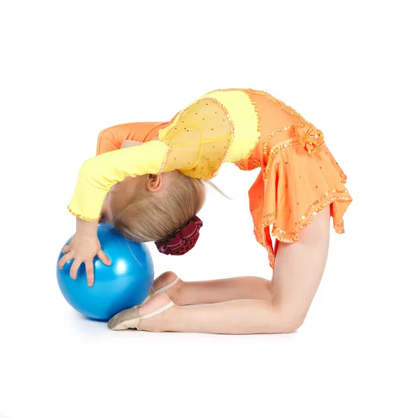 Beautiful girl gymnast with a ball — Stok fotoğraf