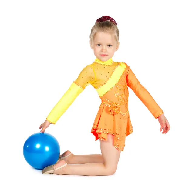 Beautiful girl gymnast with a ball — Stok fotoğraf