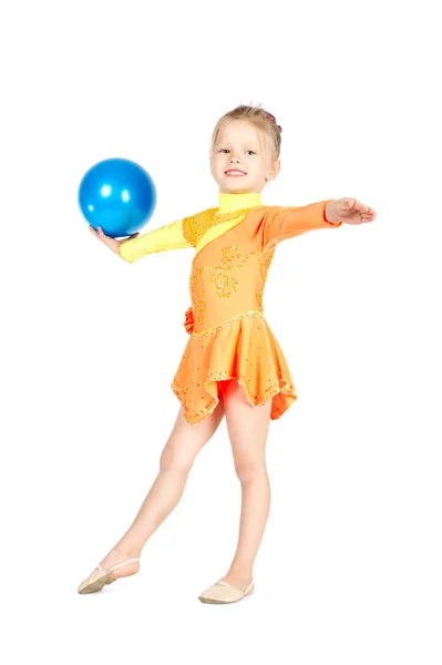 Beautiful girl gymnast with a ball — Stok fotoğraf