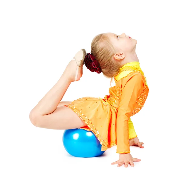 Beautiful girl gymnast with a ball — Stok fotoğraf