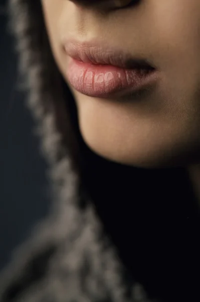Menina lábios close-up — Fotografia de Stock