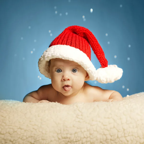 Małe słodkie dziewczyny z santa hat — Zdjęcie stockowe