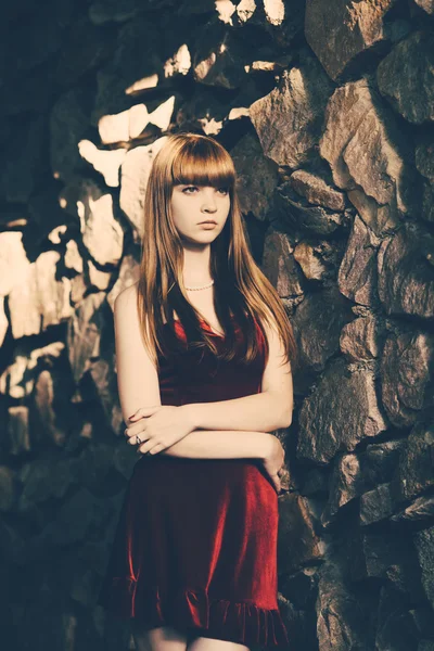 Beautiful young girl with long hair — Stock Photo, Image