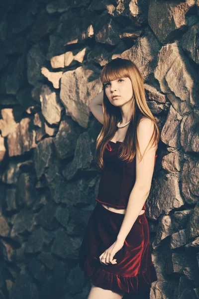 Beautiful young girl with long hair — Stock Photo, Image