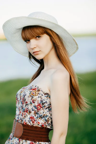 Beautiful young girl with long hair — Stock Photo, Image