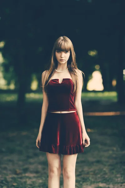 Beautiful young girl with long hair — Stock Photo, Image