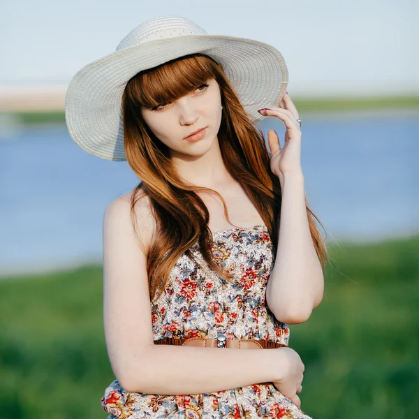 Beautiful young girl with long hair — Stock Photo, Image