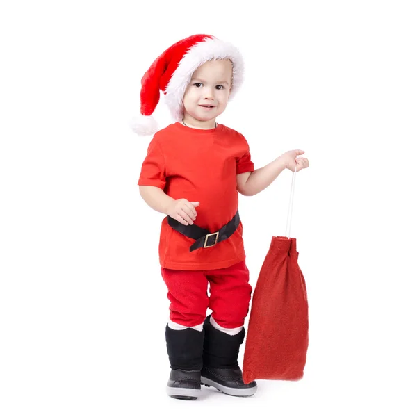 Liten pojke med santa hatt — Stockfoto