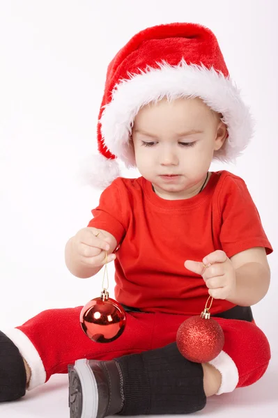 Kleine jongen met KERSTMUTS — Stockfoto