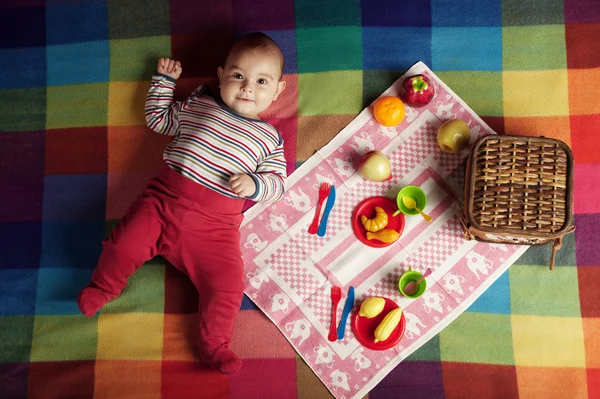 Carino piccolo bambino su picnic — Foto Stock