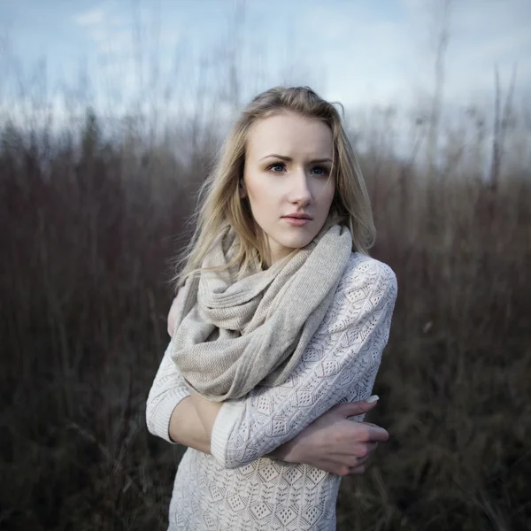 Portrait of beautiful girl on windy day — Stock Photo, Image