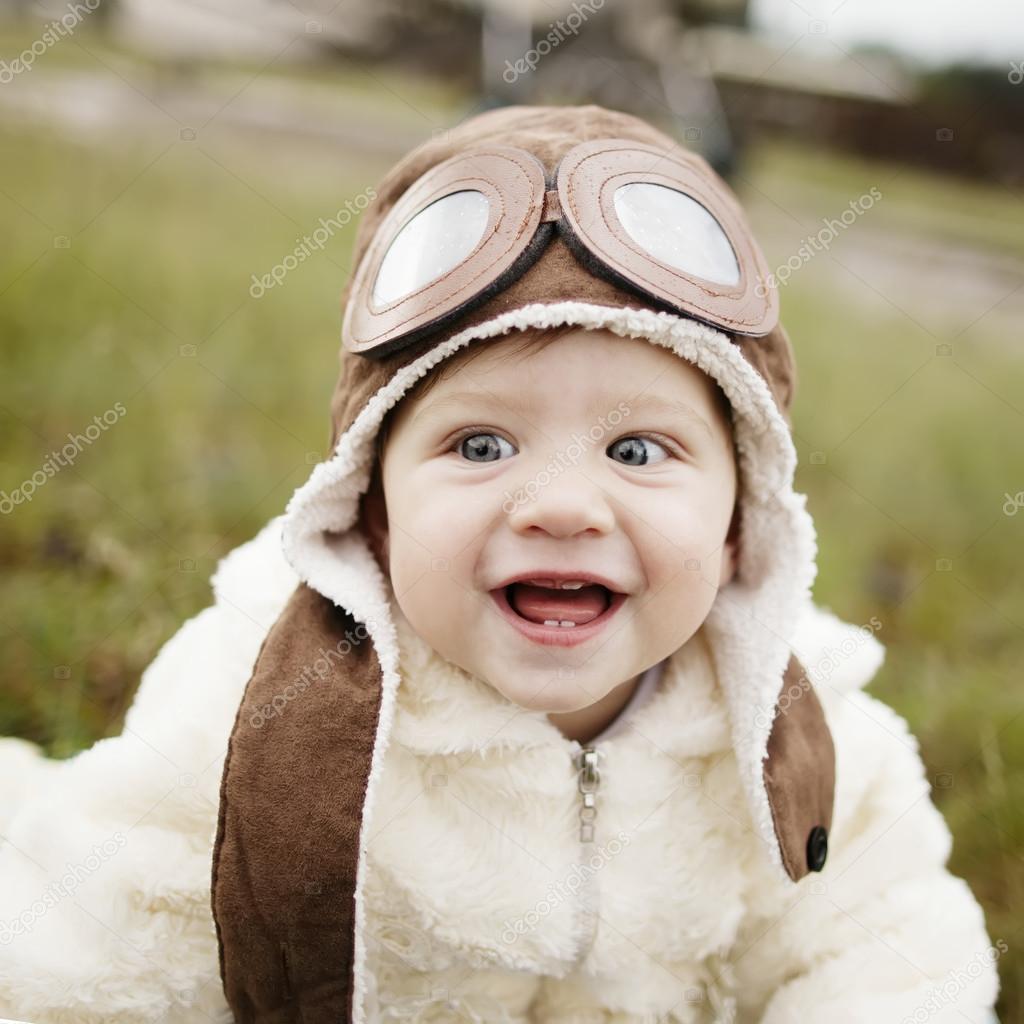 sweet baby dreaming of being pilot