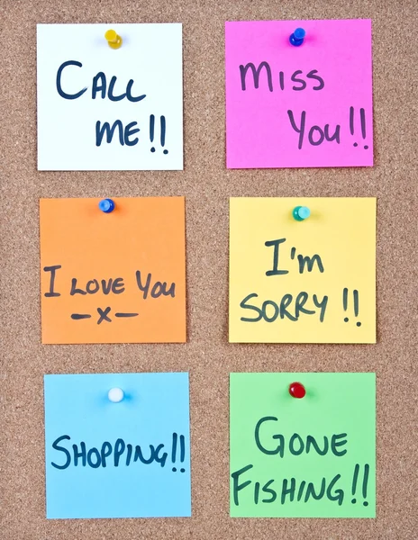 Post it note collage with messages — Stock Photo, Image