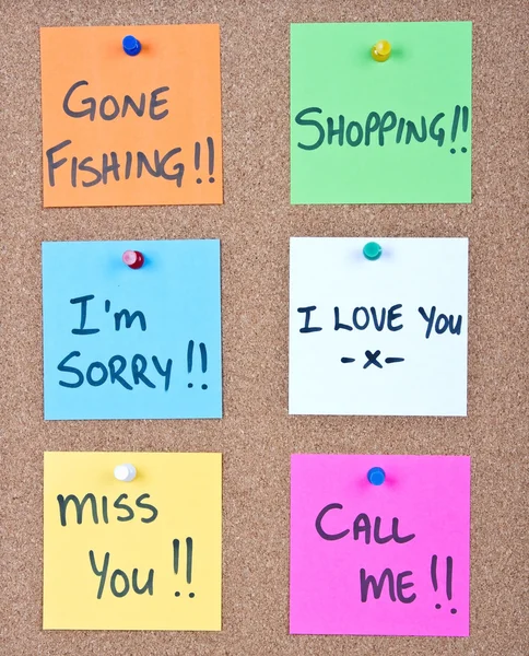 Post it note collage with messages — Stock Photo, Image