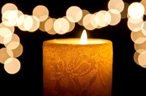 Fecho da luz da vela com bokeh — Fotografia de Stock