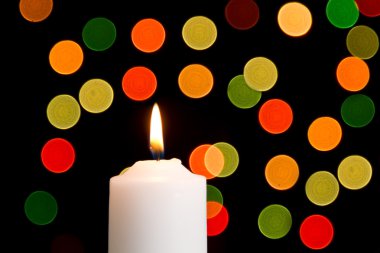 mum ışığı beyaz bokeh noktalar ile