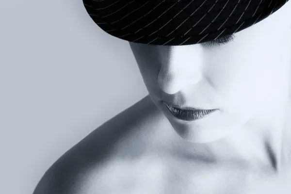 Artistic conversion woman with hat — Stock Photo, Image