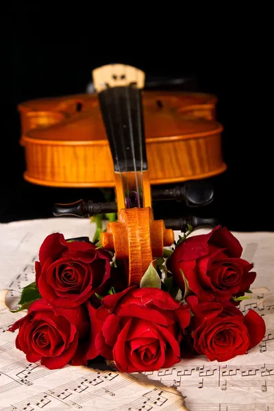 Violin sheet music and rose Royalty Free Stock Photos