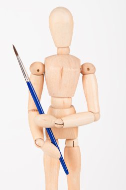 Düz ahşap vitrin mankeni stand dik Pai holding beyaz izole