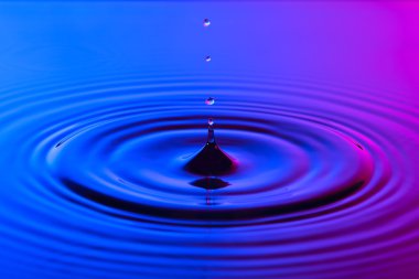 su damlası yakın up konsantrik ile renkli mavi ve p ripples