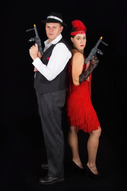 bonny ve clyde tehlikeli gangster 1920 tarzı ile stand giysiler