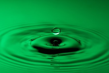 su damlası konsantrik ripples renkli yeşil surf ile yakından