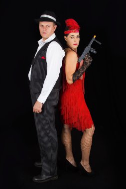 bonny ve clyde tehlikeli gangster 1920 tarzı ile stand giysiler