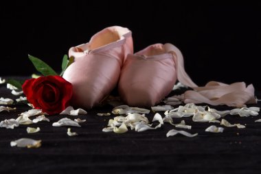 eski bale terlik rose ve petal yerde yatarken kullanılan