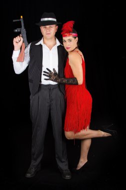 bonny ve clyde tehlikeli gangster 1920 tarzı ile stand giysiler