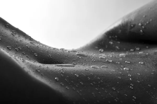 Bodyscape de uma mulher nua com estômago molhado e arte de iluminação traseira — Fotografia de Stock