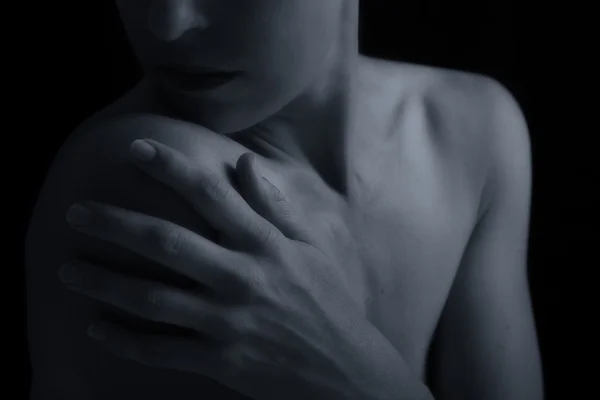 Body scape of woman neck and hand emotion conversão artística — Fotografia de Stock