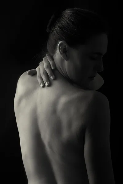 Body scape of woman back in low light emotion artistic conversio — Stock Photo, Image