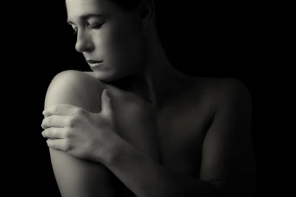 Corpo scape di donna collo e mano emozione conversione artistica — Foto Stock