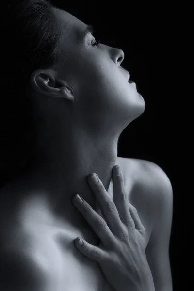 Body scape of woman neck and hand emotion conversão artística — Fotografia de Stock