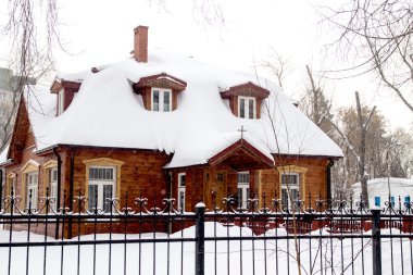 şapelin içinde kışın kar Kazakistan petropavlovsk