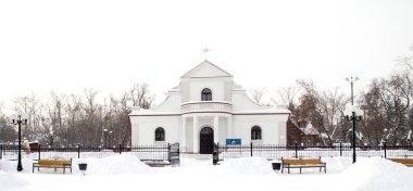 şapelin içinde kışın kar Kazakistan petropavlovsk