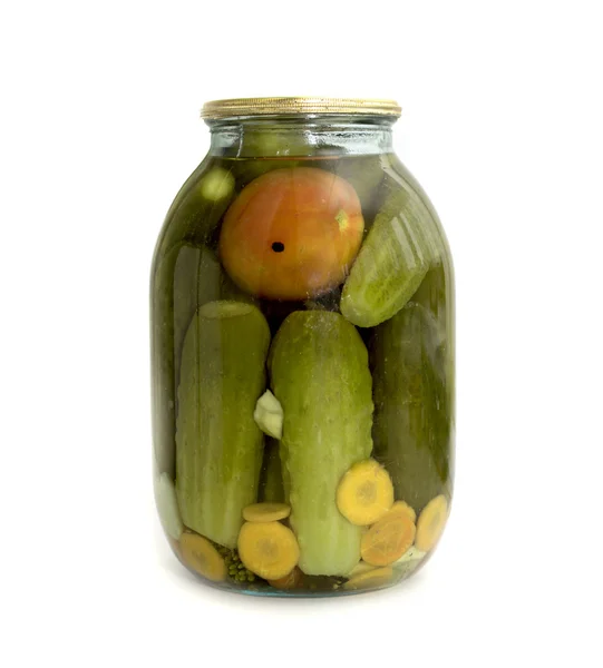 Jar of pickled cucumbers — Stock Photo, Image